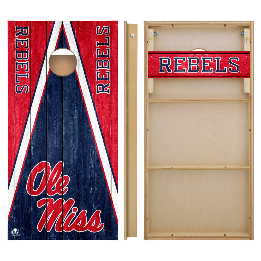 OFFICIALLY LICENSED - Bring your game day experience one step closer to your favorite team with this University of Mississippi Rebels 2x4 Tournament Cornhole from Victory Tailgate_2